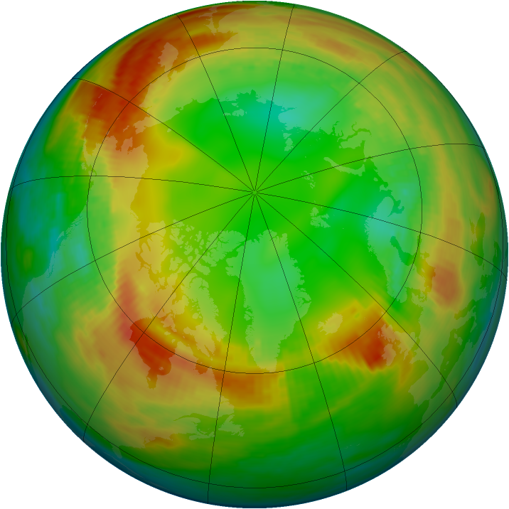 Arctic ozone map for 29 January 1984